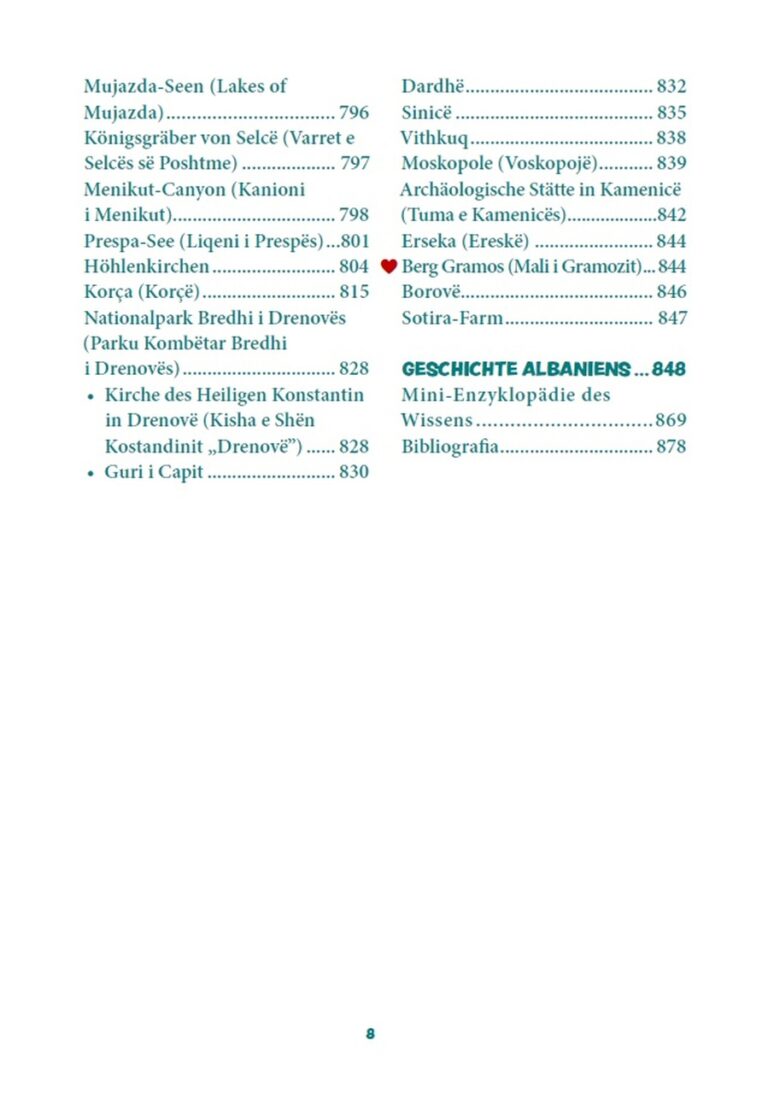 Inhaltsverzeichnis Albanien Reiseführer mit Routen, Stränden, Offroad und Sehenswürdigkeiten